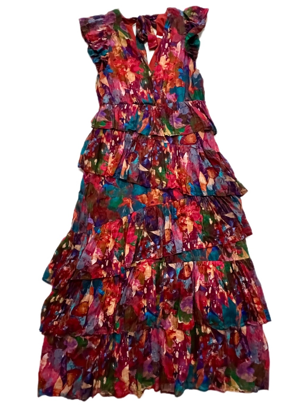 Marie Oliver Sundance Catalog Paradise Marisol tiered ruffle maxi US women's 12